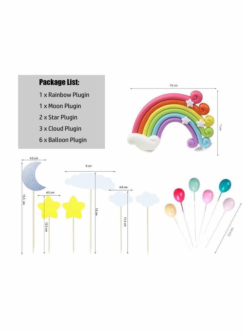 Y&D Colorful Rainbow Cake Topper, 3D Soft Pottery Baby Shower Picks Boys Girls Theme Birthday Party Wedding Decorations Supplies - Image 3