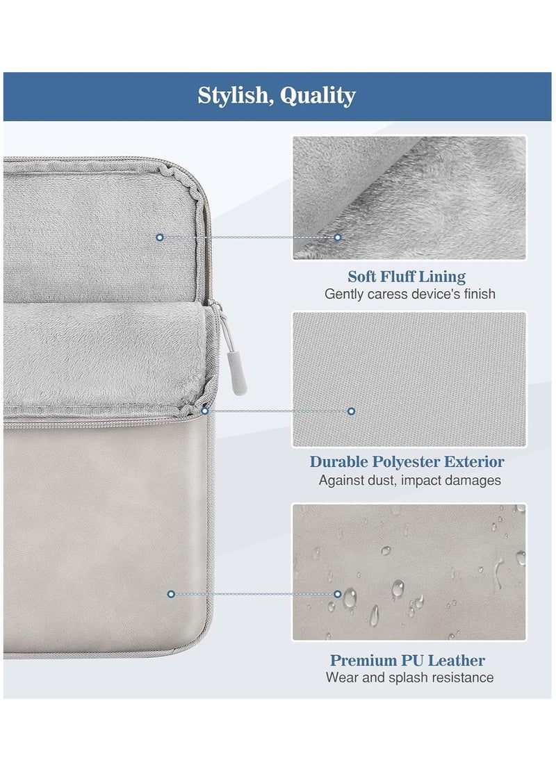 Fanski 12-13 Inch Tablet Sleeve Bag, Carrying Bag Compatible with 13" MacBook Air/Pro M1/M2, iPad Pro 12,9, Surface Pro 3/4/5/6/2017 12.3", Protective with Pocket, Light Gray - Image 2