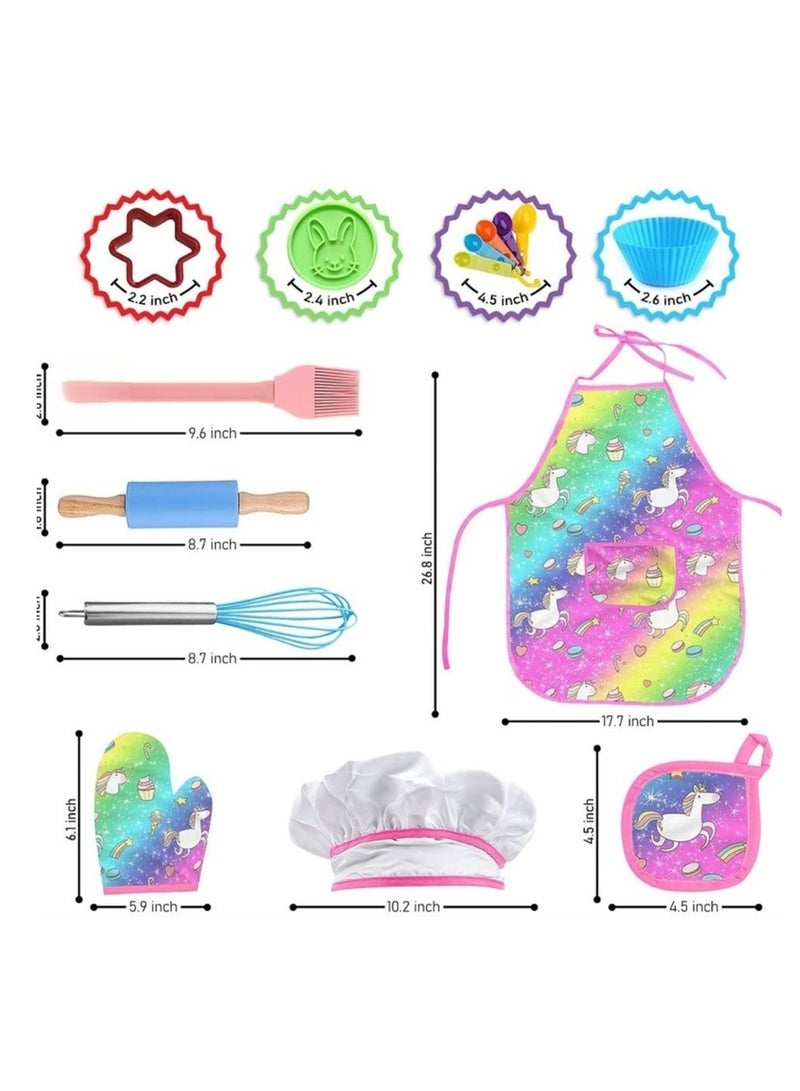 CALL PLAY 35PCS Montessori Kids Cooking Baking Set,Kids Chef Outfit Set Includes Chef Hat,Apron Mitt&Utensil for Little Girls Boys,Children Dress up Pretend Gift Chef Role Play Costume Set for Toddlert/Age 3-8  - Image 2
