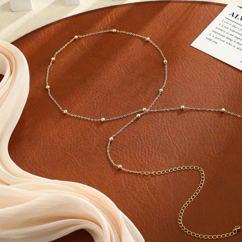 ASCOMY Waist Chains for Women 14K Gold Plated Body Chains Waist Chain Beads Waist Chain Belly Belt Body Chains Adjustable Bikini Body Jewelry Daily Belts Gifts for Women - Image 5
