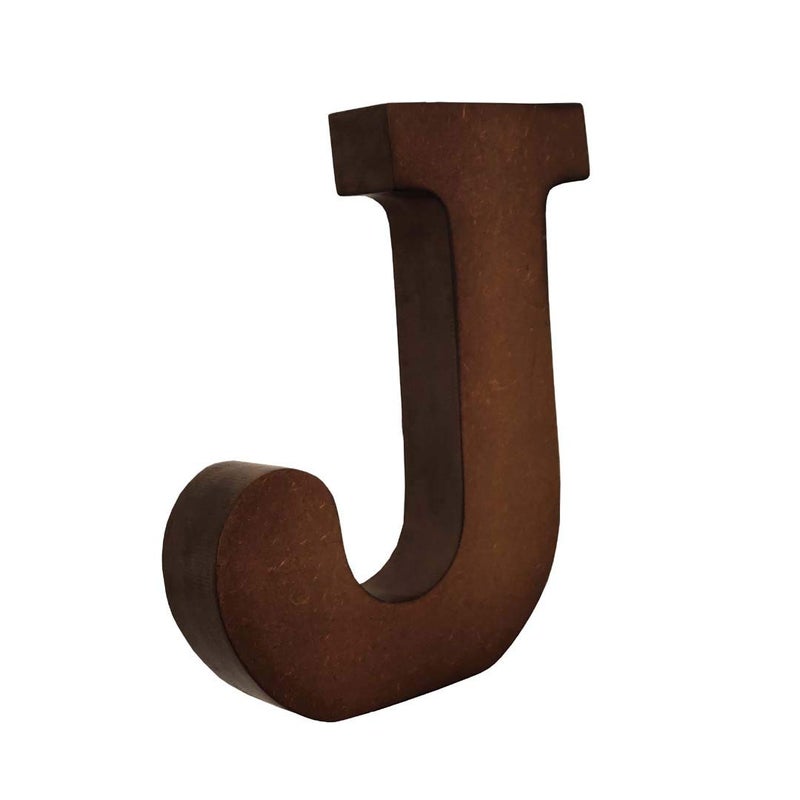 AKDAMA Wooden J Letter- English Upper Case Alphabets Cutouts for Art and Craft Work (J_Brown_15x2.5 cm) - Image 1