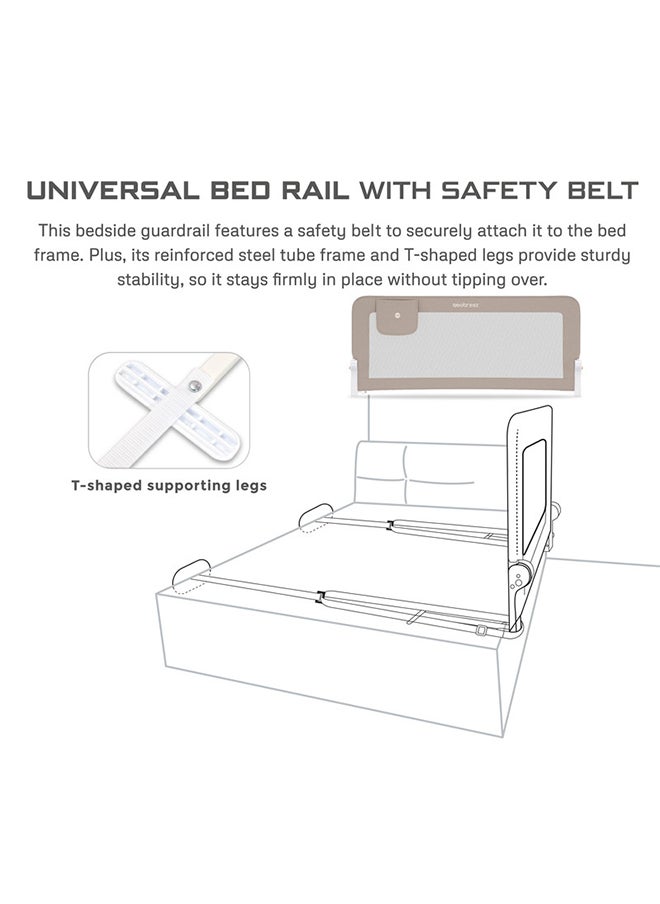 neobreez NEXX Baby Toddler Bed Fall Protection Gate Rail,  Foldable 180°| Adjustable  And  Portable Bed Safety Barrier for Flat Bed Bases Up to King Size Mattress,  150 x 66 cm | Bed Side Bedrail with Pocket  - Image 4