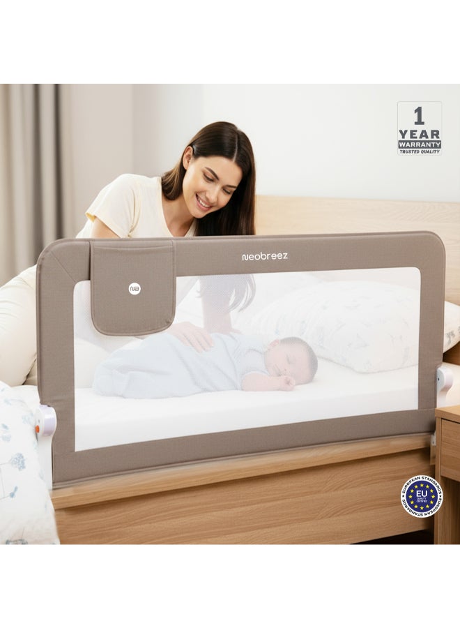 neobreez NEXX Baby Toddler Bed Fall Protection Gate Rail,   Foldable 180°| Adjustable  And  Portable Bed Safety Barrier for Flat Bed Bases Up to King Size Mattress,   150 x 66 cm | Bed Side Bedrail with Pocket - Image 5