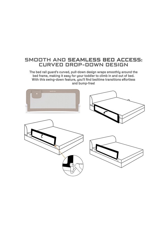 نيوبريز حاجز حماية سرير الأطفال من نِكس، قابل للطي  درجة، قابل للتعديل ومحمول، لحماية الأطفال من السقوط من السرير، مقاس  ×  سم - Image 2