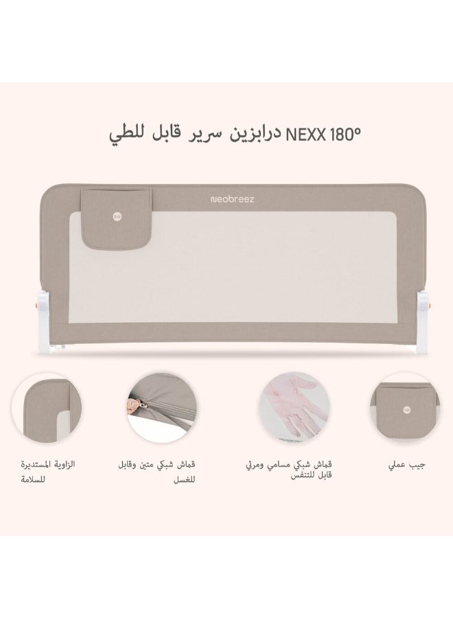 neobreez NEXX Baby Toddler Bed Fall Protection Gate Rail,   Foldable 180°| Adjustable  And  Portable Bed Safety Barrier for Flat Bed Bases Up to King Size Mattress,   150 x 66 cm | Bed Side Bedrail with Pocket - Image 4