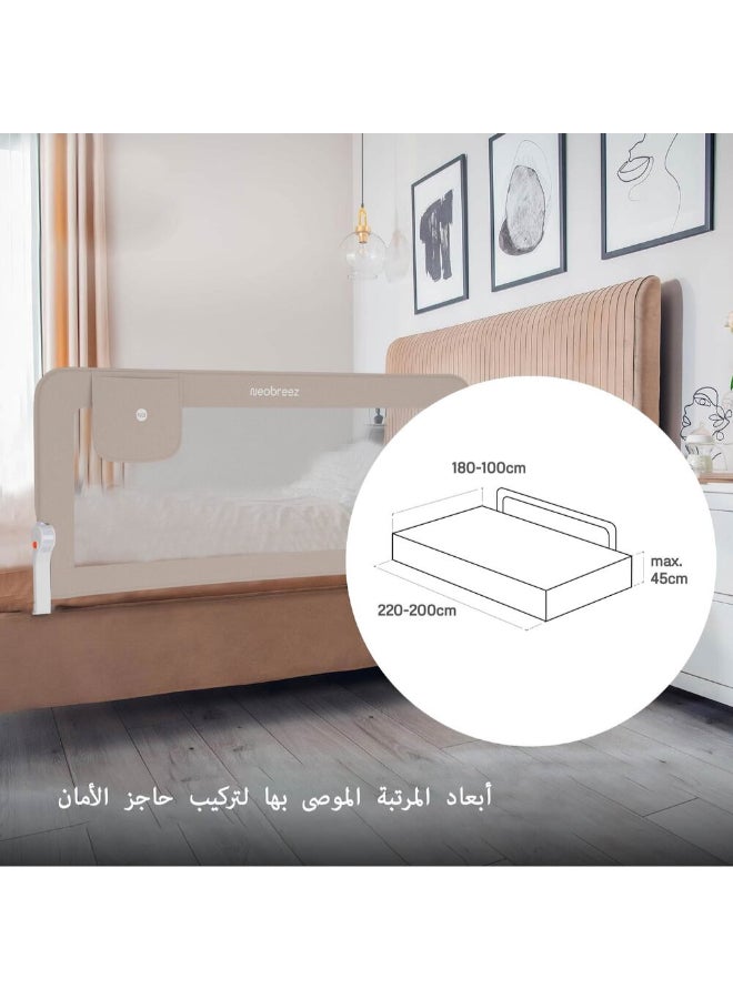 neobreez NEXX Baby Toddler Bed Fall Protection Gate Rail,   Foldable 180°| Adjustable  And  Portable Bed Safety Barrier for Flat Bed Bases Up to King Size Mattress,   150 x 66 cm | Bed Side Bedrail with Pocket - Image 3