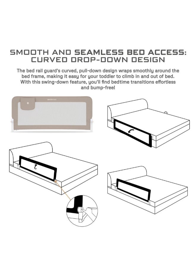 neobreez NEXX Baby Toddler Bed Fall Protection Gate Rail,   Foldable 180°| Adjustable  And  Portable Bed Safety Barrier for Flat Bed Bases Up to King Size Mattress,   150 x 66 cm | Bed Side Bedrail with Pocket - Image 2