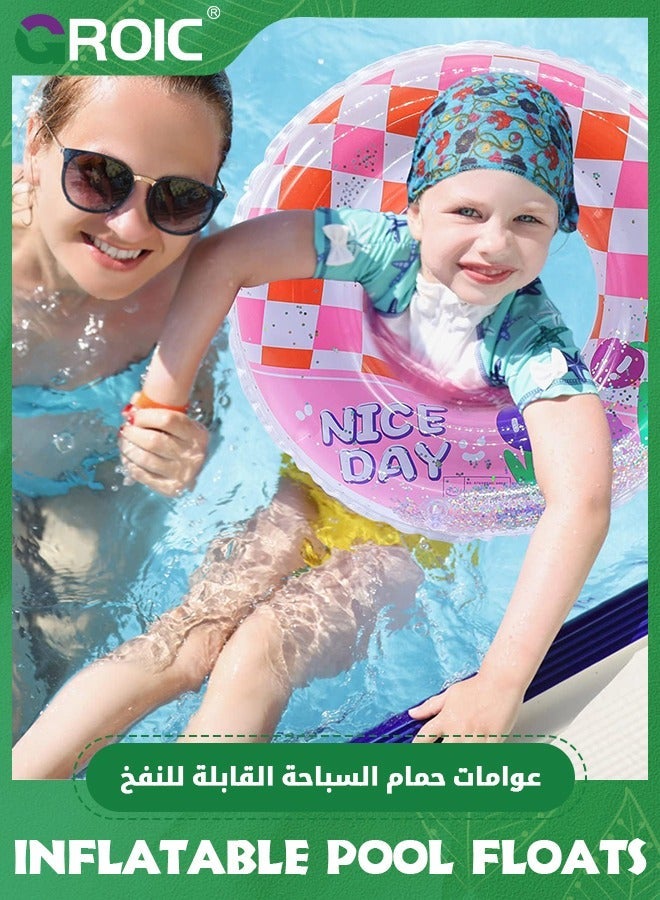 GROIC 2 Pack Inflatable Pool Floats for Kids, Glitter Swim Rings Girls Boys Tubes Toy, Ring Toys Summer Beach Swimming Party Supplies, 22.8 Inch Outer Diameter - Image 4