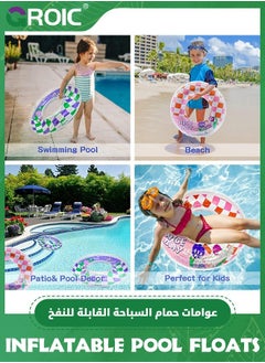 GROIC 2 Pack Inflatable Pool Floats for Kids, Glitter Swim Rings Girls Boys Tubes Toy, Ring Toys Summer Beach Swimming Party Supplies, 22.8 Inch Outer Diameter  - Image 5