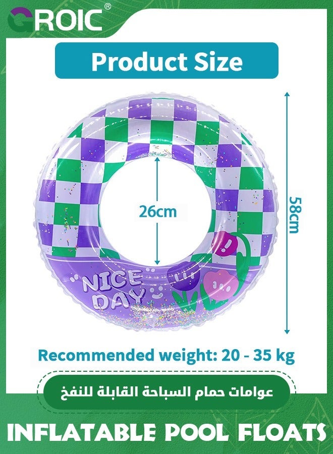 GROIC 2 Pack Inflatable Pool Floats for Kids, Glitter Swim Rings Girls Boys Tubes Toy, Ring Toys Summer Beach Swimming Party Supplies, 22.8 Inch Outer Diameter - Image 2
