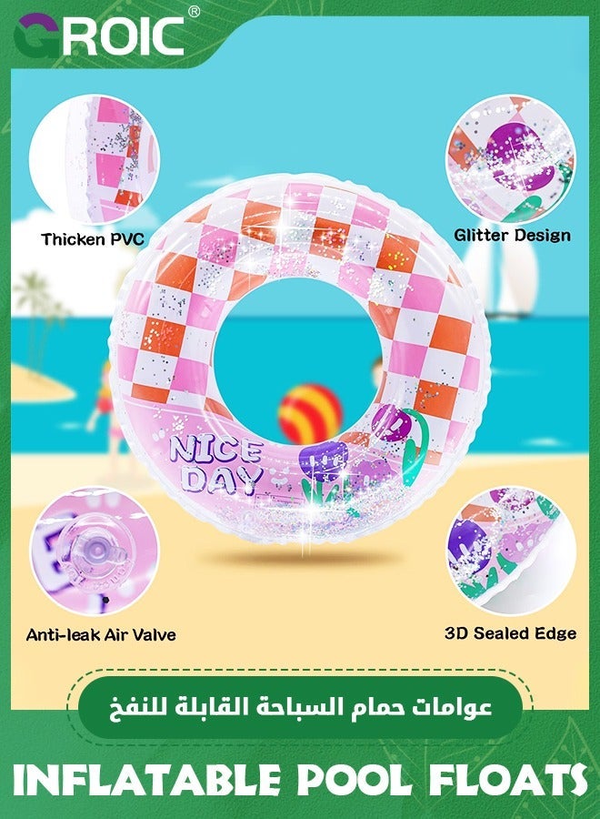GROIC 2 Pack Inflatable Pool Floats for Kids, Glitter Swim Rings Girls Boys Tubes Toy, Ring Toys Summer Beach Swimming Party Supplies, 22.8 Inch Outer Diameter - Image 3
