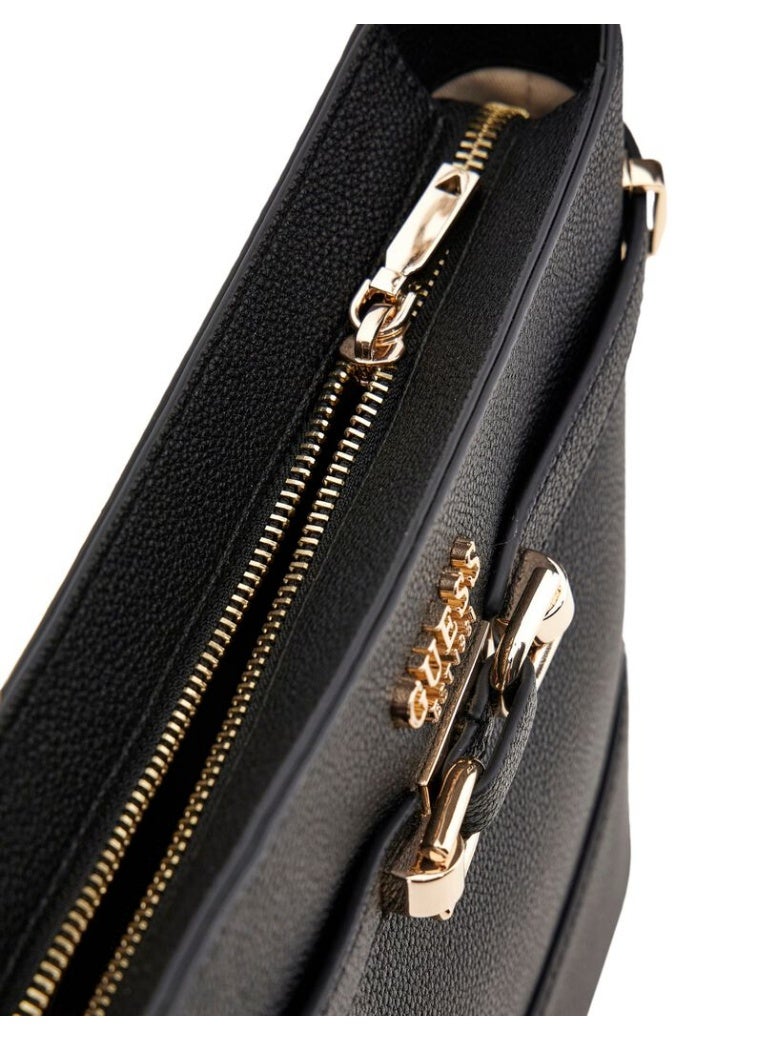 جس Guess Textured Faux-Leather Bucket Bag – Sleek Black - Image 4