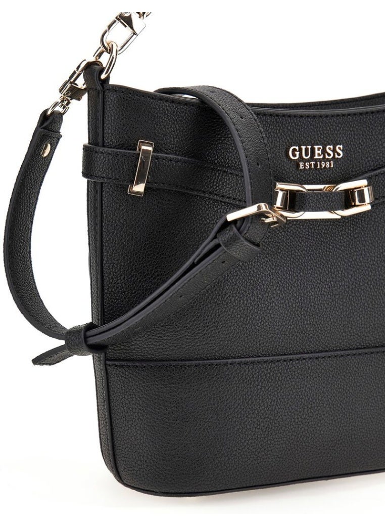 جس Guess Textured Faux-Leather Bucket Bag – Sleek Black - Image 3