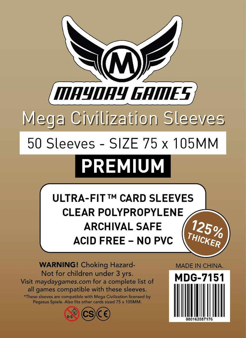 Mega Civilization Sleeves 75x105mm  50 Premium Sleeves