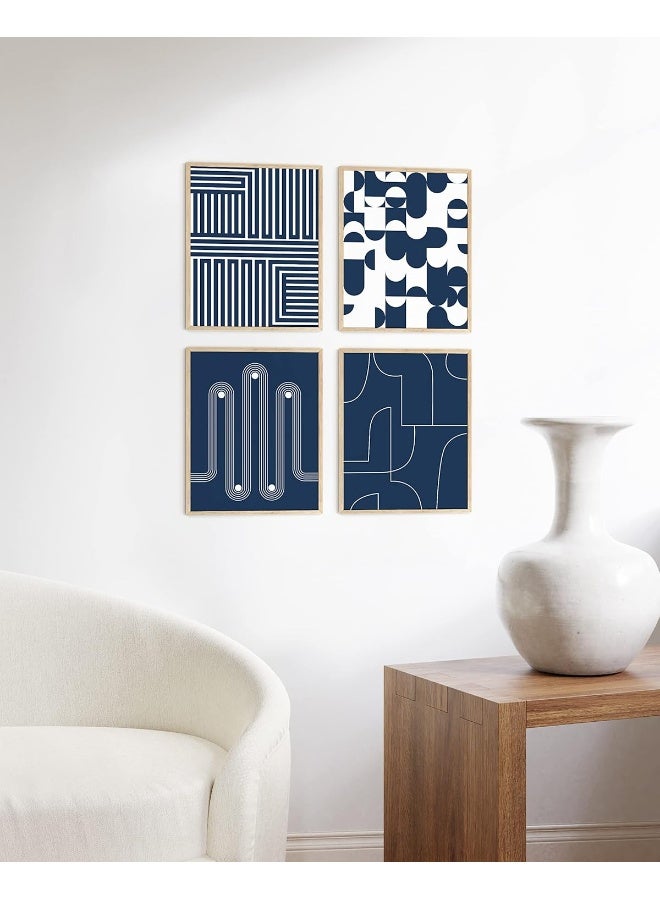 Home Trove Abstract Wall Art Set Of 4 Navy Blue And White Prints, Modern Abstract Art, Aesthetic Blue Posters For Walls (Unframed, 8X10) - Image 5