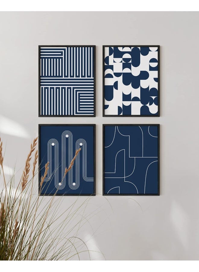 Home Trove Abstract Wall Art Set Of 4 Navy Blue And White Prints, Modern Abstract Art, Aesthetic Blue Posters For Walls (Unframed, 8X10) - Image 4