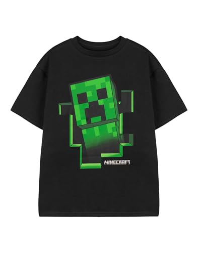 Minecraft T Shirt Boys Creeper Inside Black Short Sleeve Gamer Top 7-8 Years - Image 1