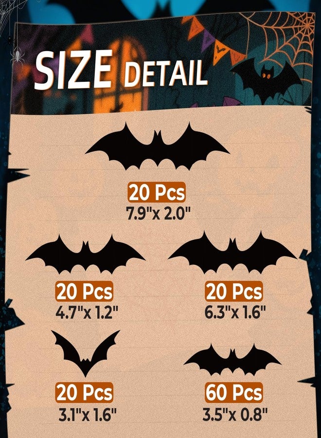 CLEANGOR 140Pcs Bats Halloween Decor, Spooky Halloween Party Supplies Stickers, 3D Bats Wall Decal, Cute Halloween Decorations Indoor for Bedroom, Bathroom, Home, Door, Window, Office - Image 3