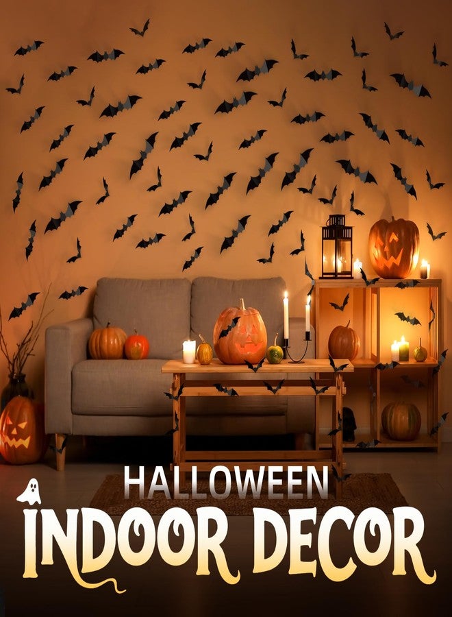 CLEANGOR 140Pcs Bats Halloween Decor, Spooky Halloween Party Supplies Stickers, 3D Bats Wall Decal, Cute Halloween Decorations Indoor for Bedroom, Bathroom, Home, Door, Window, Office - Image 2