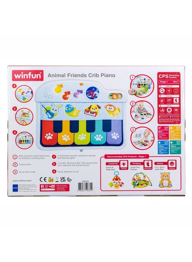 Winfun Animal Friends Infant Soft Crib Piano Musical Toy for Newborns (0+ Months) 3 Play Modes, 5 Colorful Keys & Animal Sounds, Tummy Time & Sit-Up Play, Promotes Sensory & Cognitive Development - Image 5
