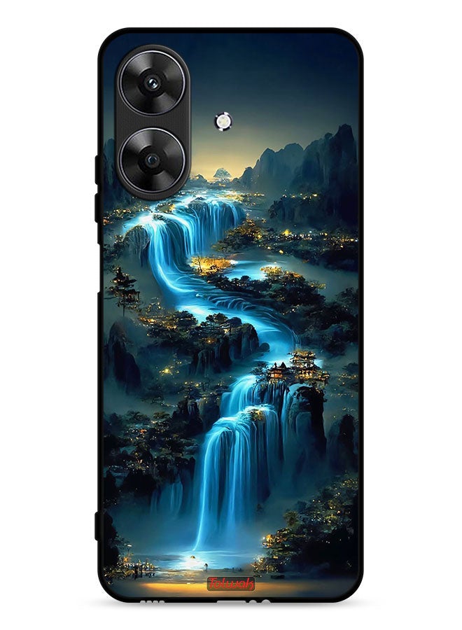 Tolwak غطاء حماية لهاتف Realme Note 60 4G بتصميم فن الشلال - Image 1