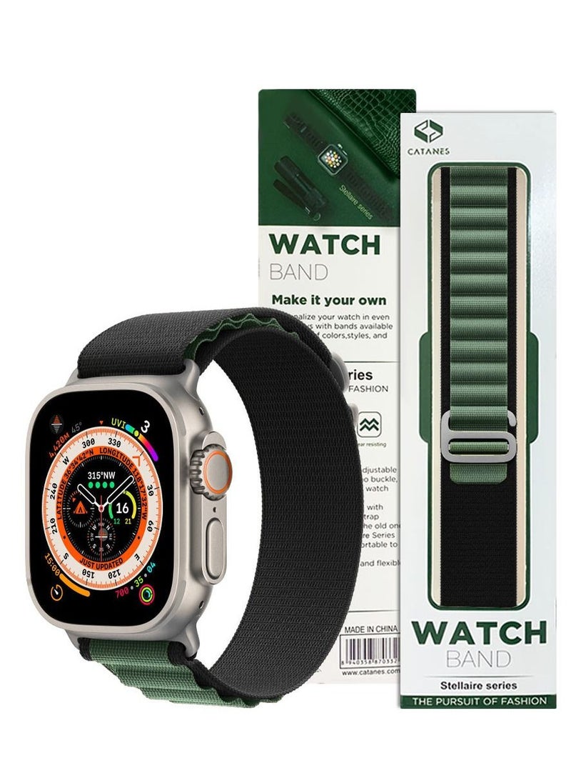 Apple Watch Band 49mm 45mm 44mm 42mm Alpine Loop Band Women Men Adjustable with Metal G-Hook Strap for iWatch Ultra Series SE 8/7/6/5/4/3/2/1 Black Green