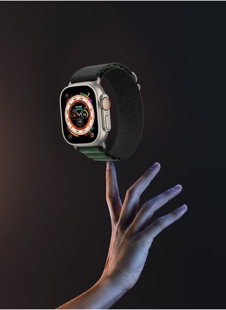 Apple Watch Band 49mm 45mm 44mm 42mm Alpine Loop Band Women Men Adjustable with Metal G-Hook Strap for iWatch Ultra Series SE 8/7/6/5/4/3/2/1 Black Green