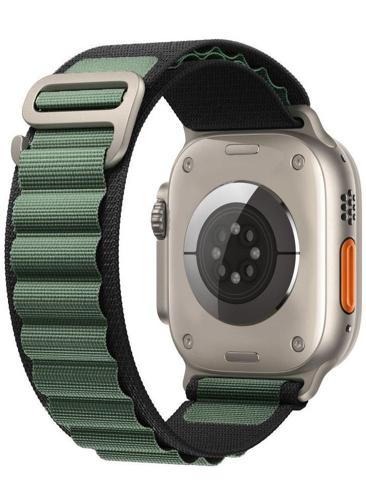Apple Watch Band 49mm 45mm 44mm 42mm Alpine Loop Band Women Men Adjustable with Metal G-Hook Strap for iWatch Ultra Series SE 8/7/6/5/4/3/2/1 Black Green