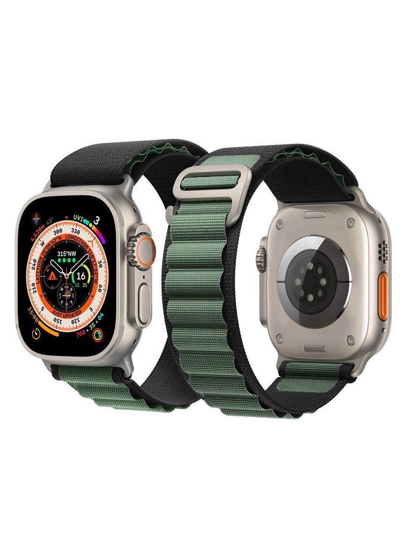 Apple Watch Band 49mm 45mm 44mm 42mm Alpine Loop Band Women Men Adjustable with Metal G-Hook Strap for iWatch Ultra Series SE 8/7/6/5/4/3/2/1 Black Green