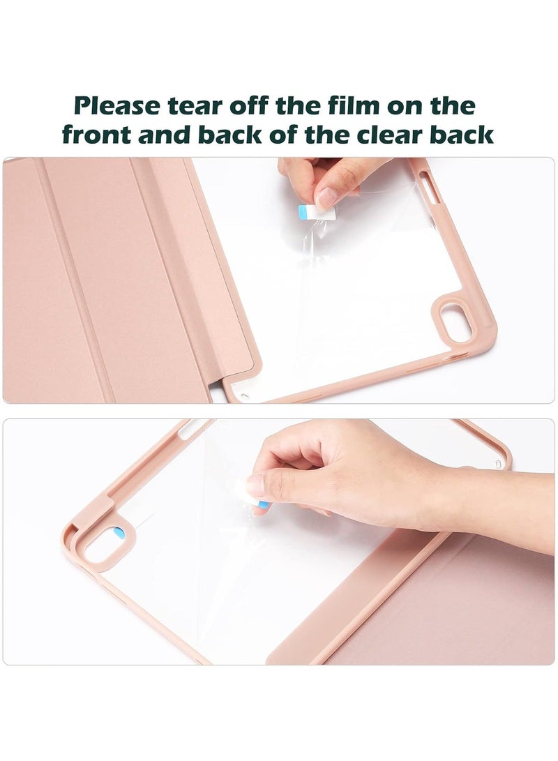 Raxoom iPad 10.9 Inch 10th Gen Case with Pencil Holder 2022 Clear Transparent Back Shell Trifold Protective cover Shockproof Cover for 2022 iPad 10th Gen A2696 A2757 A2777 Pink - Image 5