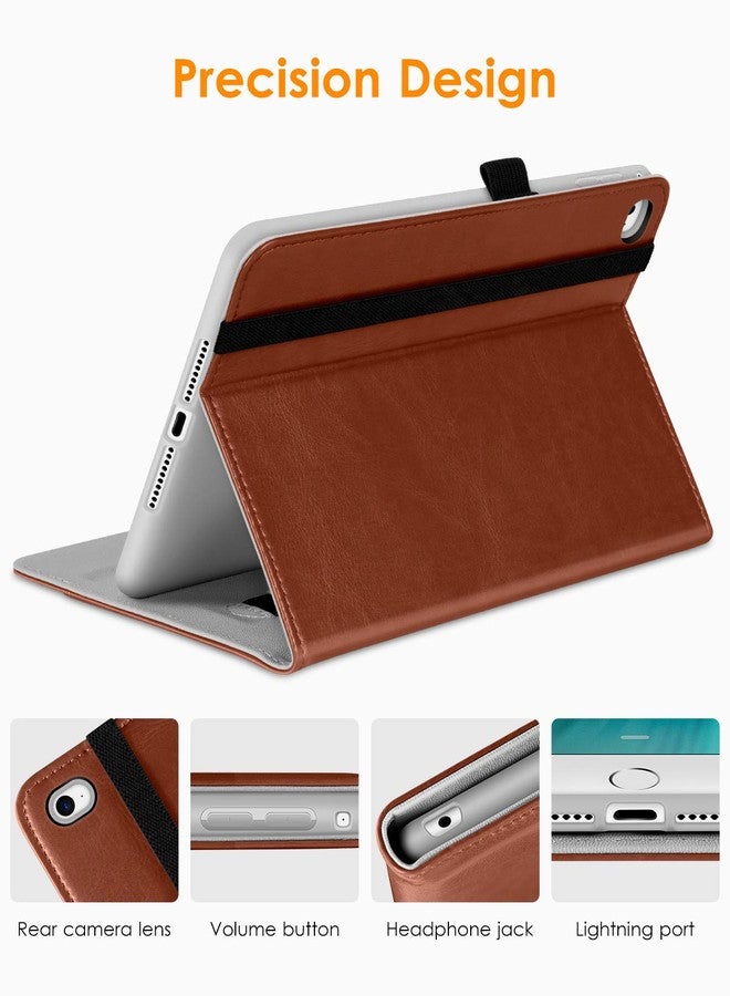 DTTO for iPad Mini 4 Case, Premium Leather Folio Stand Cover Case with Multi-Angle Viewing and Auto Wake-Sleep Function, Front Pocket for iPad Mini 4 - Brown - Image 4