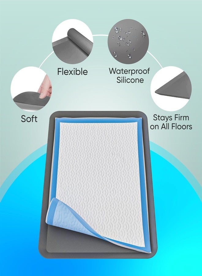Skywin TidyFriend Puppy Pad Holder Tray Fits for 11.5” x 17” Wee Wee Pee Pads - Stable Grip, Raised Edges, Quick-Wipe Silicone Surface Dog Potty Tray Holder for Indoor Flooring Protection (Grey) - Image 5
