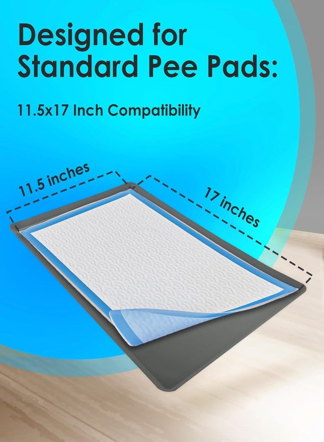 Skywin TidyFriend Puppy Pad Holder Tray Fits for 11.5” x 17” Wee Wee Pee Pads - Stable Grip, Raised Edges, Quick-Wipe Silicone Surface Dog Potty Tray Holder for Indoor Flooring Protection (Grey) - Image 3