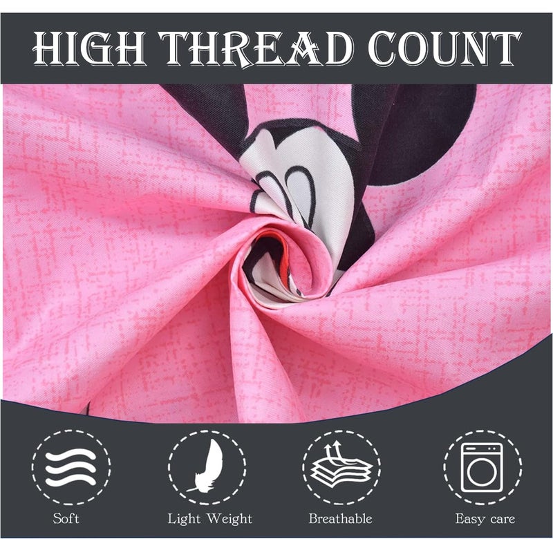 Filymore Mickey Mouse Single Bedsheet for Kids Cute Pink Colour for Girls Room Cartoon Bedsheet Made with Microfiber (Size 60 X 90 Inches) 1 Bedsheet with 1 Pillow Cover (Color-Pink) - Image 4