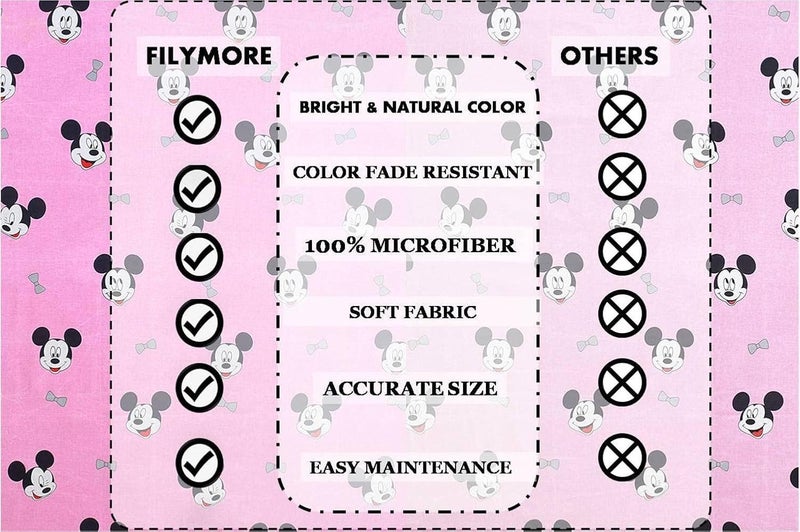 Filymore Mickey Mouse Single Bedsheet for Kids Cute Pink Colour for Girls Room Cartoon Bedsheet Made with Microfiber (Size 60 X 90 Inches) 1 Bedsheet with 1 Pillow Cover (Color-Pink) - Image 5