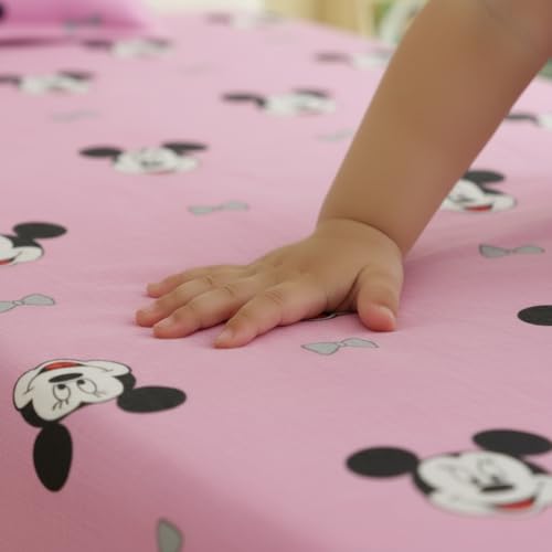Filymore Mickey Mouse Single Bedsheet for Kids Cute Pink Colour for Girls Room Cartoon Bedsheet Made with Microfiber (Size 60 X 90 Inches) 1 Bedsheet with 1 Pillow Cover (Color-Pink) - Image 3