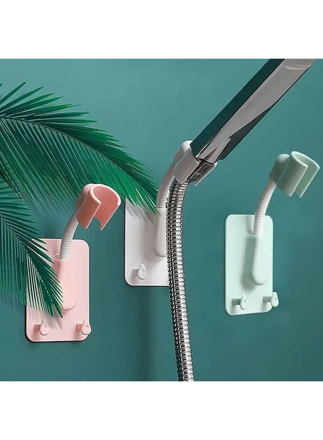 Pink Adjustable 360 Rotating Shower Head Holder with Double Hooks for Easy Installation - Image 2