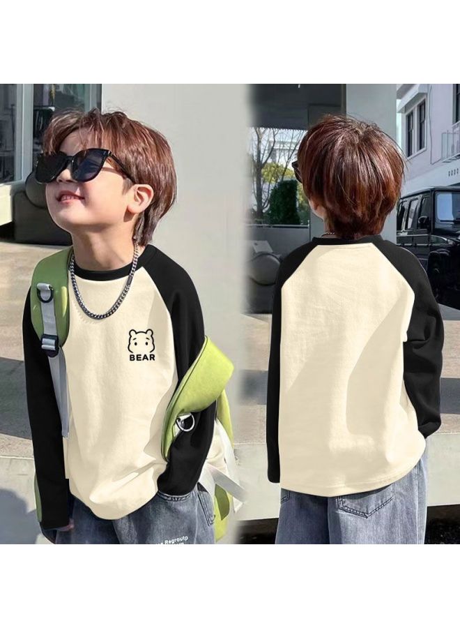 Children's Autumn And Winter New Round Neck German Velvet Bottoming Shirt, Warm Splicing T-shirt, Boys' Cartoon Top