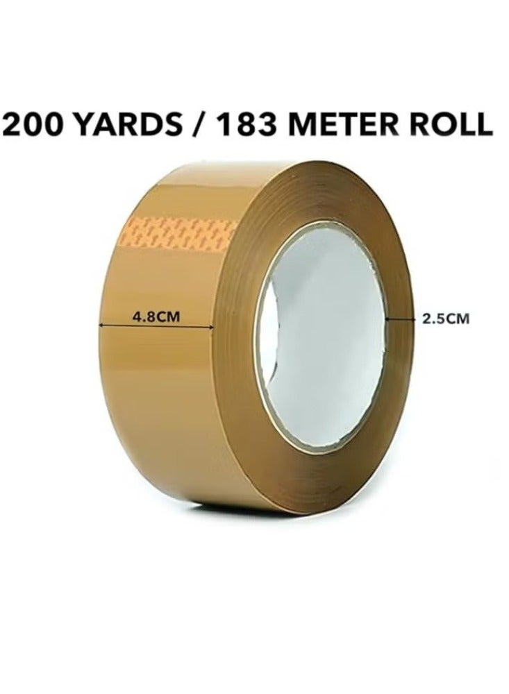 Generic HEXAR Heavy Duty Packing Tape, 45 MM x 183 Meters 200 Yards Packaging Tape for Sealing Parcel Boxes Office Home School Use Strong Adhesive Tape Super Secure Sticky Seal (Brown, Pack of 3)  - Image 1
