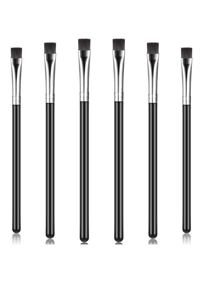 Cunhill 6 Pieces Flat Eyeliner Eyebrow Concealer Brush Small Flat Definer Brow Flat Concealer Brush Firm Stiff Eyeshadow Brush Synthetic Bristle Precision Lash Liner For Defining Shaping Eyebrows Makeup - Image 1