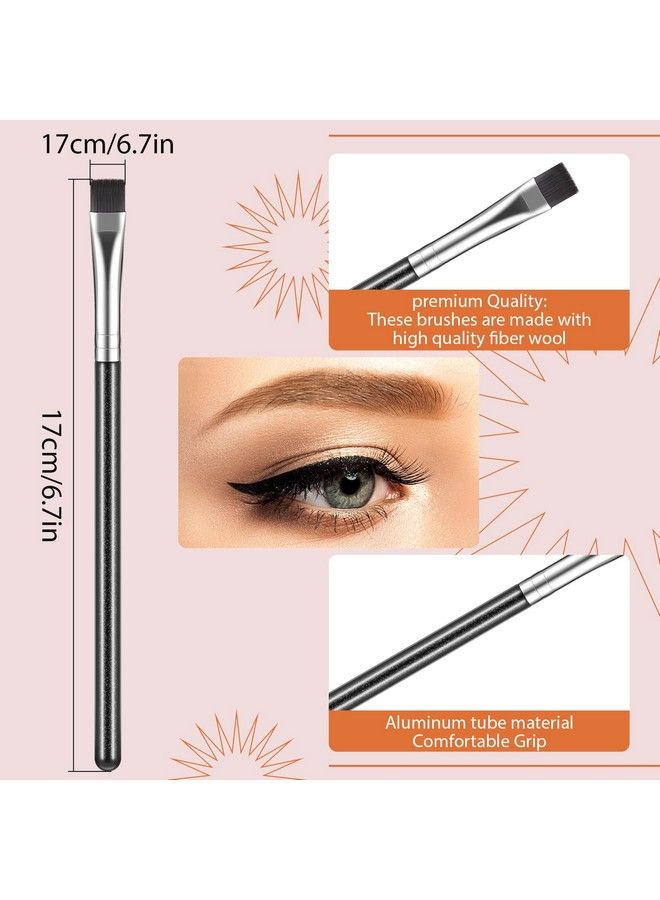 Cunhill 6 Pieces Flat Eyeliner Eyebrow Concealer Brush Small Flat Definer Brow Flat Concealer Brush Firm Stiff Eyeshadow Brush Synthetic Bristle Precision Lash Liner For Defining Shaping Eyebrows Makeup - Image 3