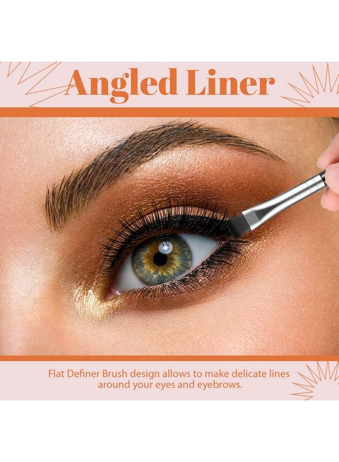 Cunhill 6 Pieces Flat Eyeliner Eyebrow Concealer Brush Small Flat Definer Brow Flat Concealer Brush Firm Stiff Eyeshadow Brush Synthetic Bristle Precision Lash Liner For Defining Shaping Eyebrows Makeup - Image 5