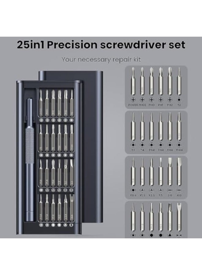 Small and accurate electric screw screwdriver set 25 in 1 from Lingi, a professional small magnetic repair tool set for mobile / computer / watch / laptop / game player / glasses / electronics. - Image 2