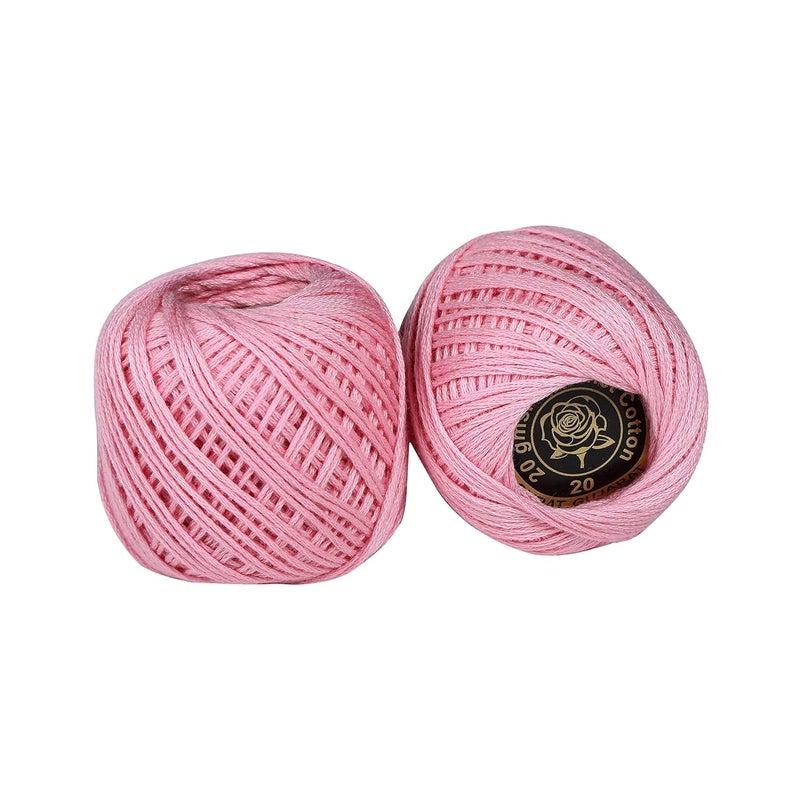 CORIOX Crochet Thread Set Of 10 Ball Crochet Cotton Thread Yarn For Knitting And Craft Making. Size 20 Gram 55 To 60 Mtr Approx (Light Pink). - Image 3