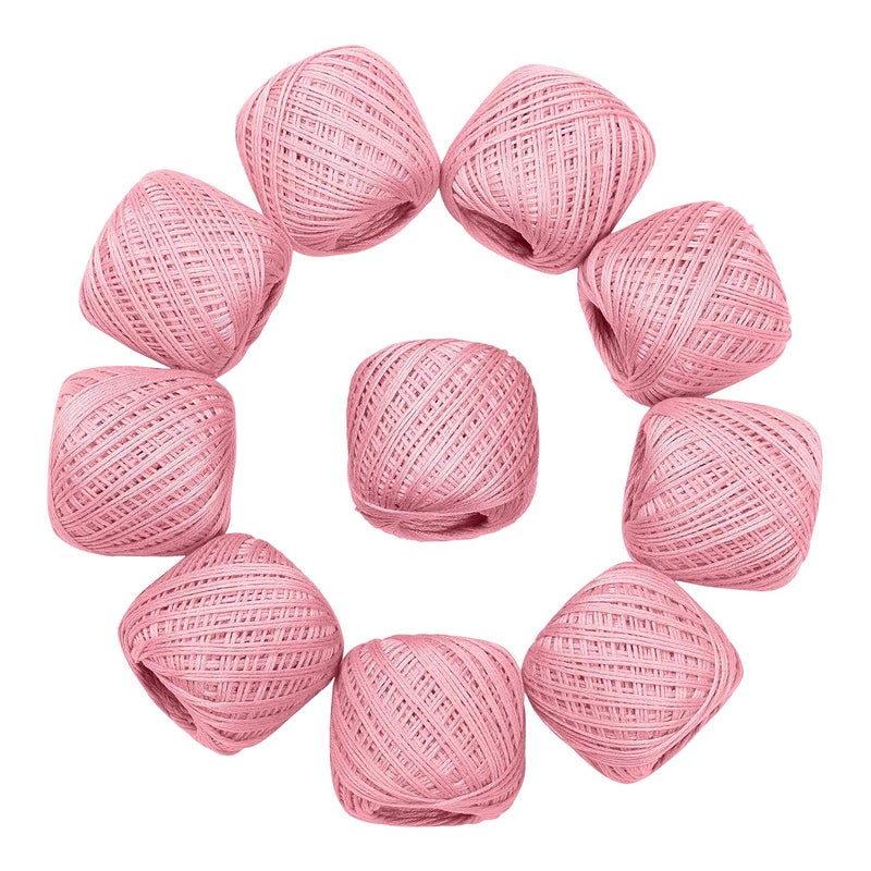 CORIOX Crochet Thread Set Of 10 Ball Crochet Cotton Thread Yarn For Knitting And Craft Making. Size 20 Gram 55 To 60 Mtr Approx (Light Pink). - Image 2
