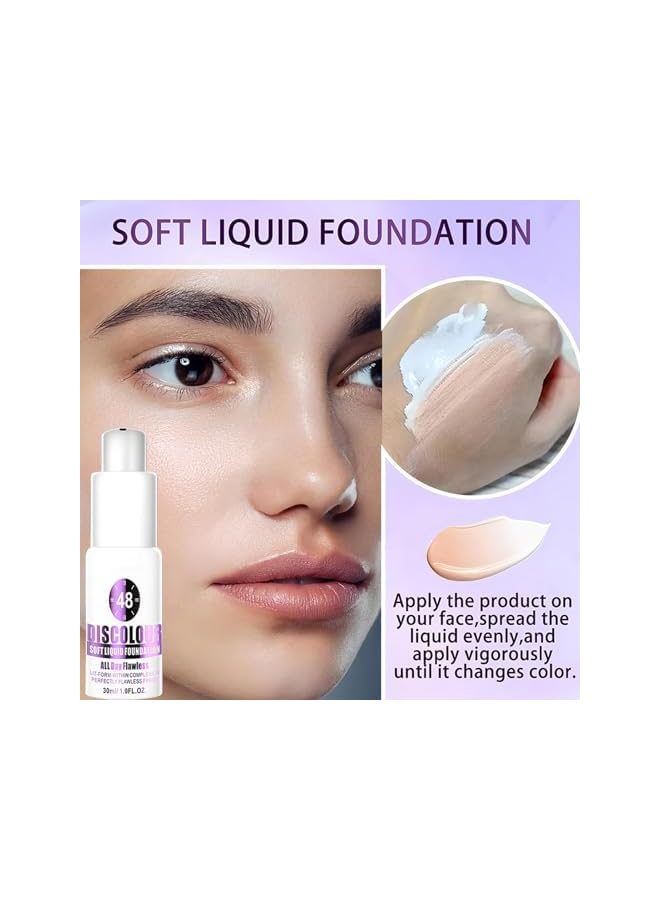 Color Changing Foundation for Mature Skin | 30ml Waterproof Smoothing BB Cream Corrector - Color Changing Makeup | for Women Face Body Beauty Complexion Girl - Image 4