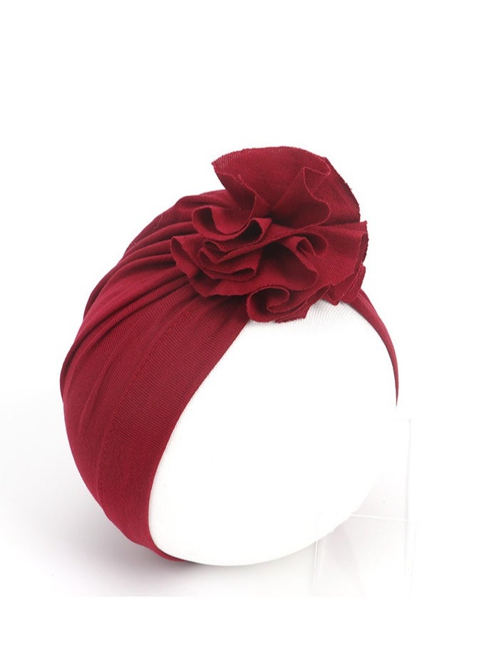 Generic - Children's Pleated Multi-Color Floral Hat Jujube Red - Image 1