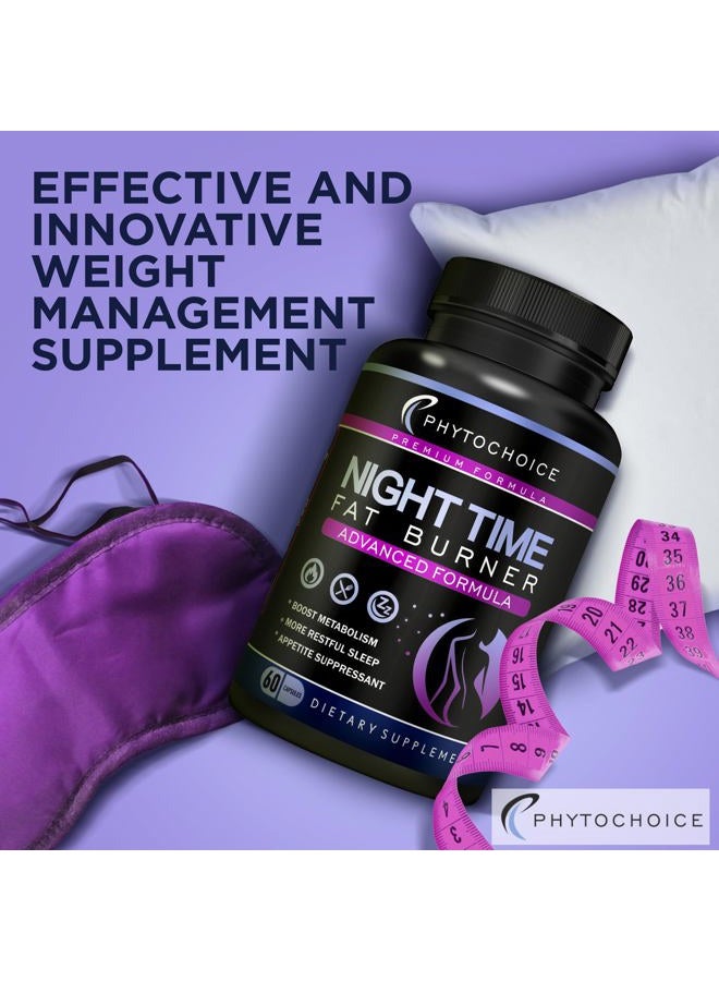 PhytoChoice Night Time Weight Loss Pills -Carb Blocker Appetite Suppressant with Melatonin-Fat Burner Diet Pills that Work Fast for Women-Nighttime Metabolism Booster-Overnight Fat Burning Pills-1 Pack - Image 2