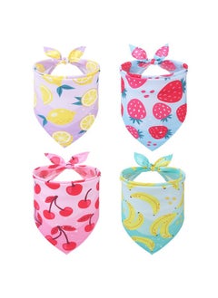 PUPTECK PUPTECK Summer Dog Bandana 4pcs Outfit - Fruit Soft Costume Pet Triangle Bibs Scarf, Pet Accessories Gifts for Small Medium Large Dog Cat Boy Girl Spring  - Image 1