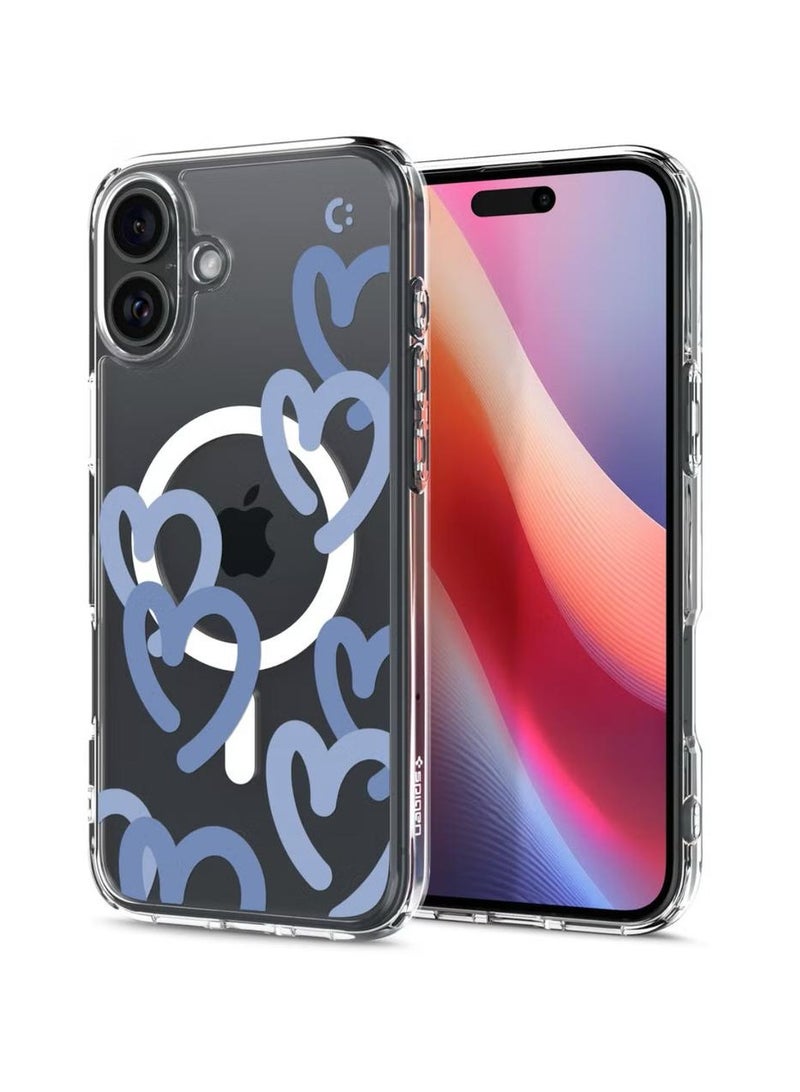 Spigen Ultra Hybrid MagFit for iPhone 16 Case Cover with MagSafe (2024) - Hearts Denim